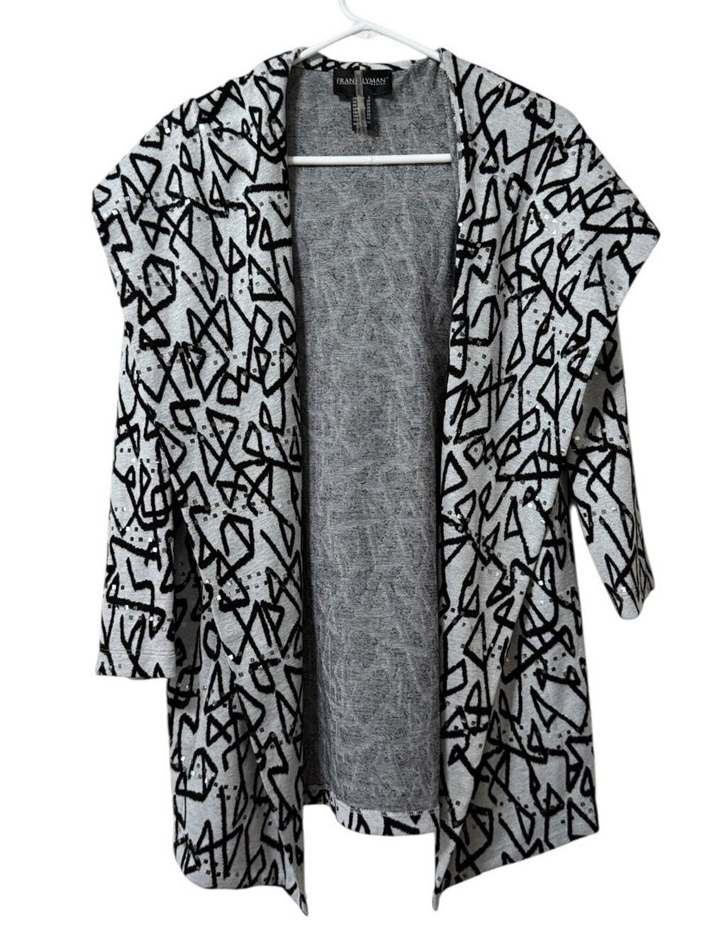 Frank Lyman Open Front Cardigan Women Size 8 Metallic Fall Career Office Casual